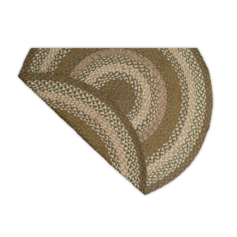 Bryiana Farmhouse Braided Jute Green Area Rug, Round 5'
