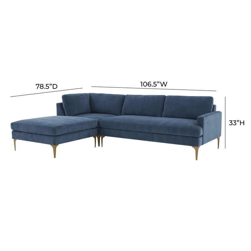 Velvet L-Shaped Sectional, Left Hand Facing, Cream