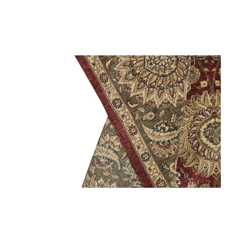 Tapis oriental rouge / vert en laine noué à la main Manchuria