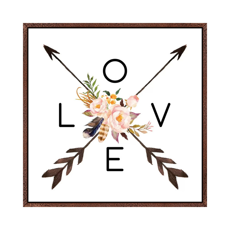 Love - Print on Canvas, Classic Brown Wood Framed, 45.72cm H x 45.72cm W x 3.81cm D