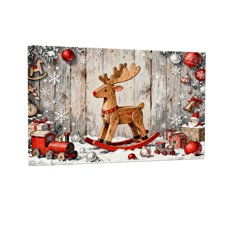 Christmas Christmas Reindeer Christmas, ensemble de 3 reproductions d'art sur toile, H 24 po x l 36 po