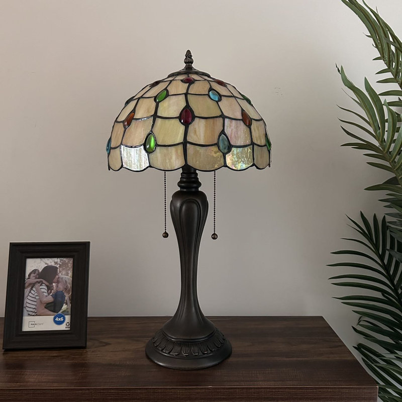 Lampe de table Hadria Tiffany style haricots de cristal en verre coloré or ampoules DEL incluses H22 "W12"
