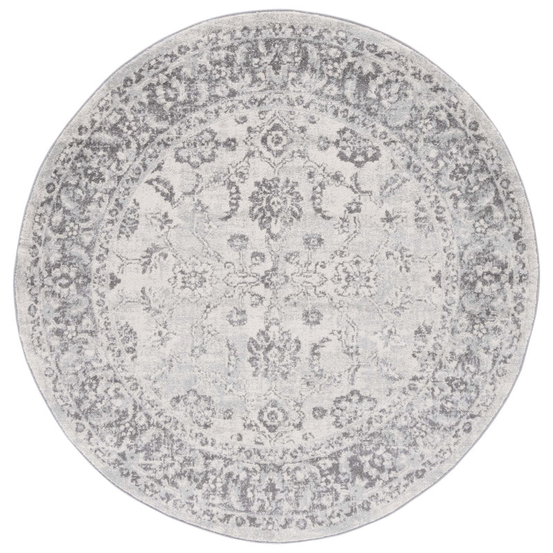 Tapis Hawtree 281 ivoire / gris, Rond 6 pi 7 po