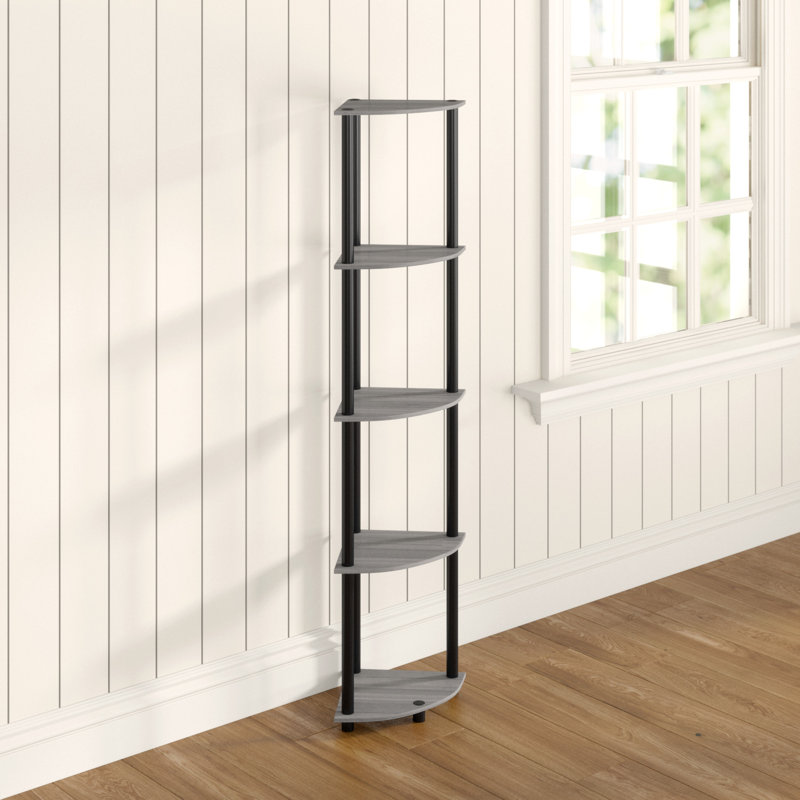 Corner Bookcase, French Oak Grey/Black