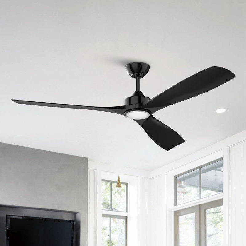 60" Black Industrial Ceiling Fan with LED Light and Remote