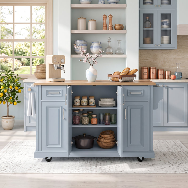 54.1 " W Kitchen Cart, Grey