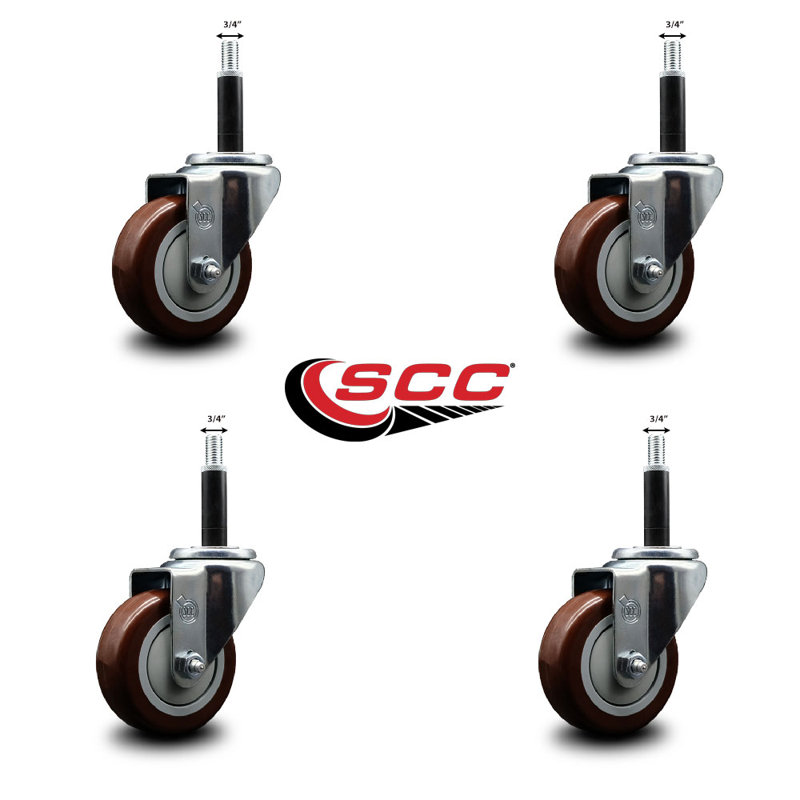 Ensemble de roulettes extensibles pivotantes Poly Poly SCC NB 3,5 po x 3/4 po, Marron