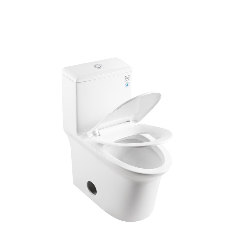 White Ceramic 1.1/1.6 Flushing Toilet, Comfort Height, Soft Close Seat, & One , Height 15.55 In,