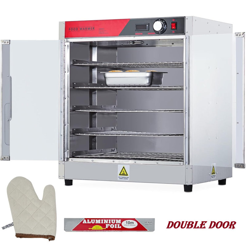 Commercial Hot Box Food Warmer Cabinet, 5-tier Insulated Warming Cabinets With Water Tra, Double Transparent Door 850w Heated Case Perfect For 1/1 Food Pans Pizza Chicken
