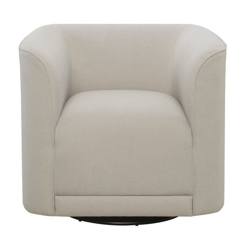 Cordoba Upholstered Swivel Barrel Chair, Badlands Beige Performance Basketweave