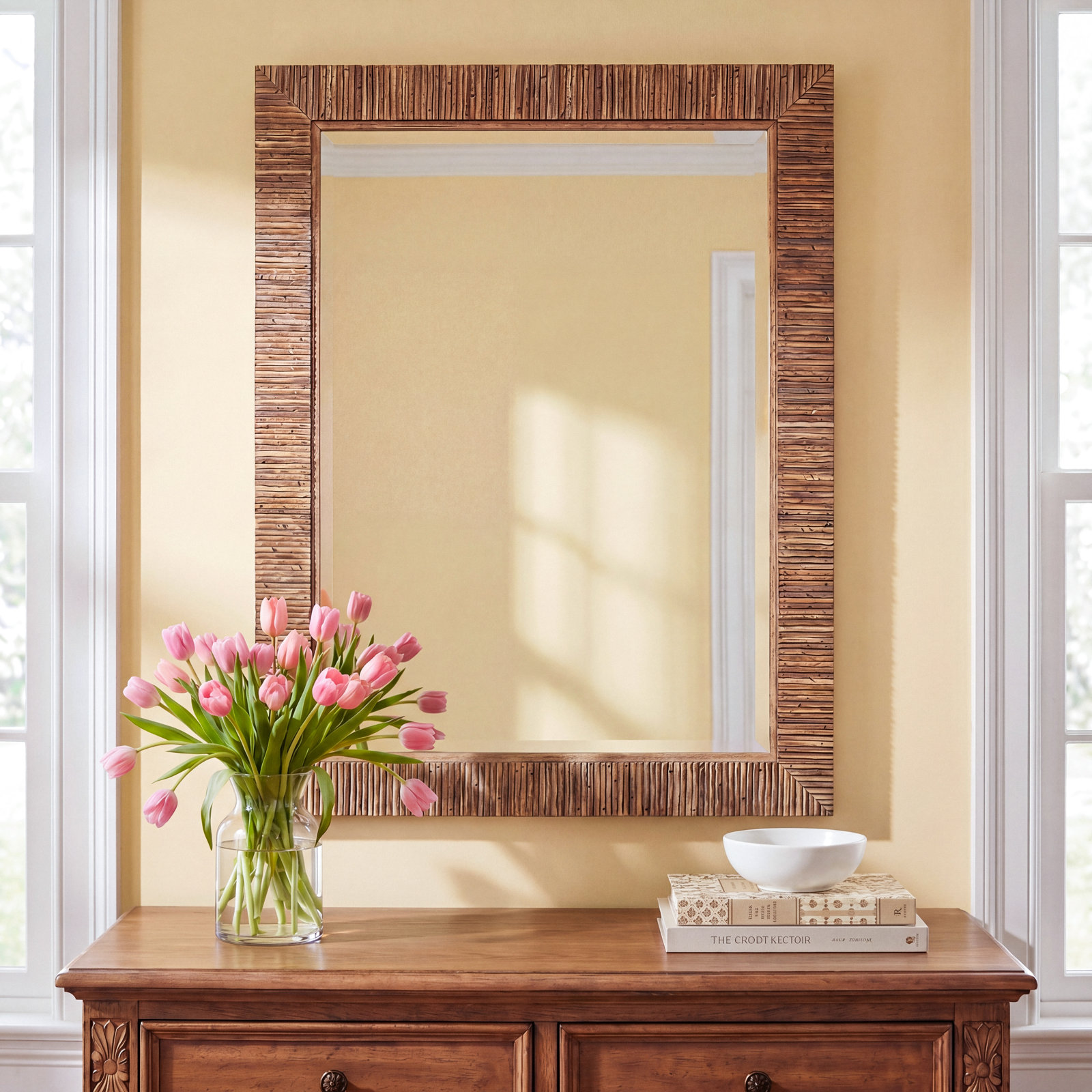 Hereen 25" Accent Mirror, 35" x 25", Brown