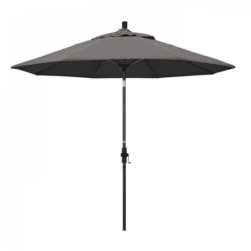 Parasol de marché Sunbrella® 9 pi Roverta, Toile gris anthracite Sunbrella®, Brun