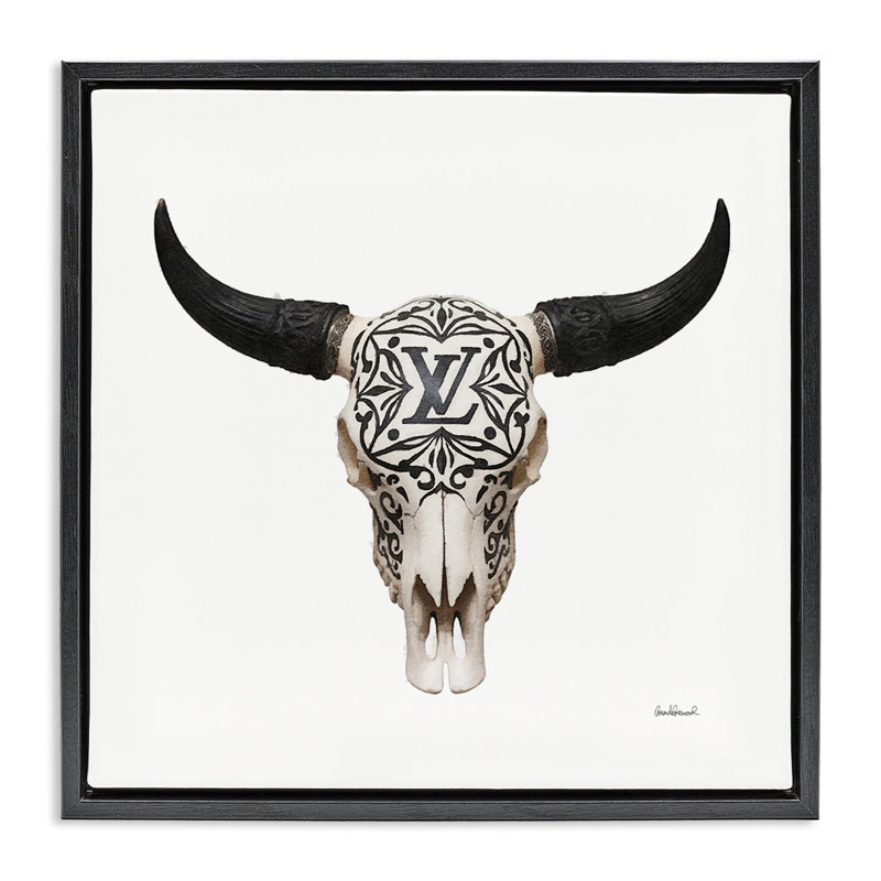  «Southwestern Glam Skull», art mural sur toile par Amanda Greenwood, Cadre flottant noir de jais, H 18 po x l 18 po