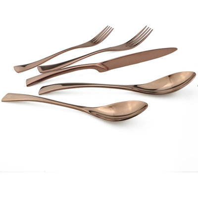 Rose Gold Flatware Set, 20-Piece Stainless Steel Cutlery For 4, Mirror Polished Luxury Utensils
