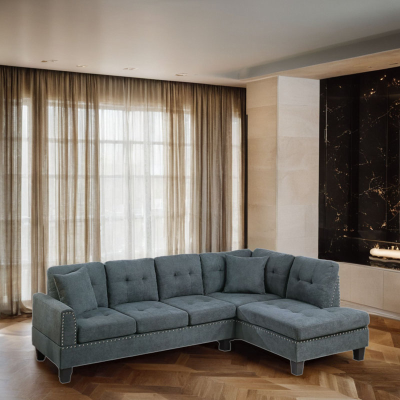Canapé modulaire 2 pièces rembourré, Velours cendré noir