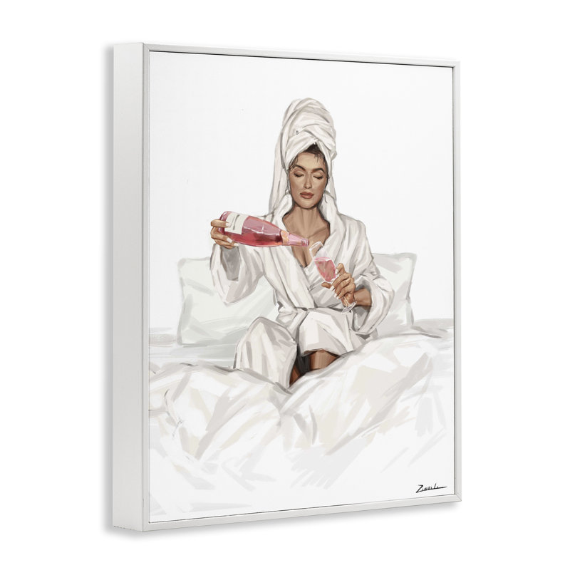 Giclée féminine encadrée, par Ziwei Li, H 14 po x l 11 po, Estampe numérique encadrée blanc bord de mer