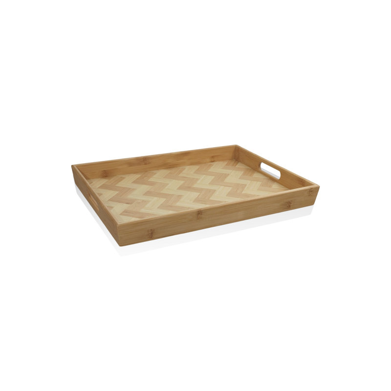 Élégant plateau de service en bambou de 15,7 po x 11,8 po x 1,6 po | 100% bambou écologique, couleur noyer riche | Idéal pour les réceptions, le déjeuner au lit ou la décoration intérieure | Conception robuste et légère, ne va pas au lave-vaisselle ni au micro-ondes