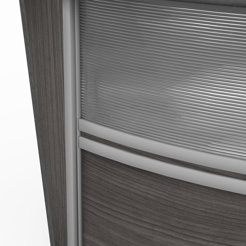 Poste de travail courbé Nahjai Marque Plexi, Bois flottant gris, H 45,5 po x l 143,5 po x P 71 po