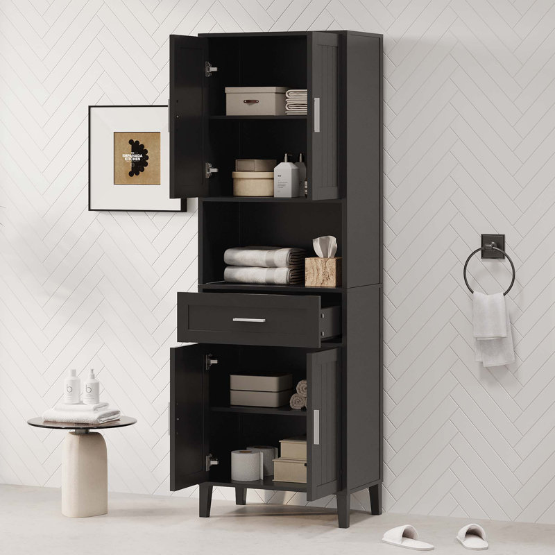 70.9" High Freestanding Tall Bathroom Cabinet, Black