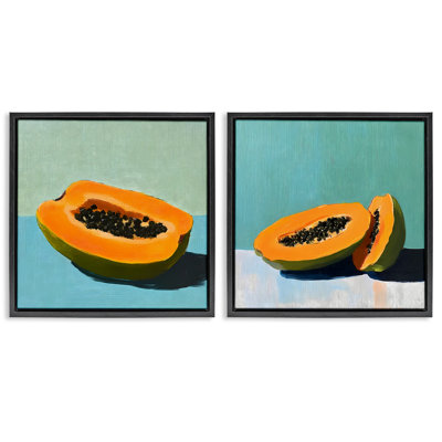 Ensemble de cadres flottants Papaya on Blue Still Life 2pc, design par Walker Noble