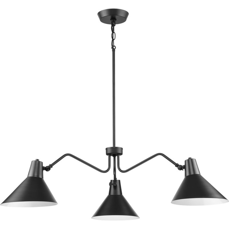 3-Light Chandelier, Noir mat, Noir