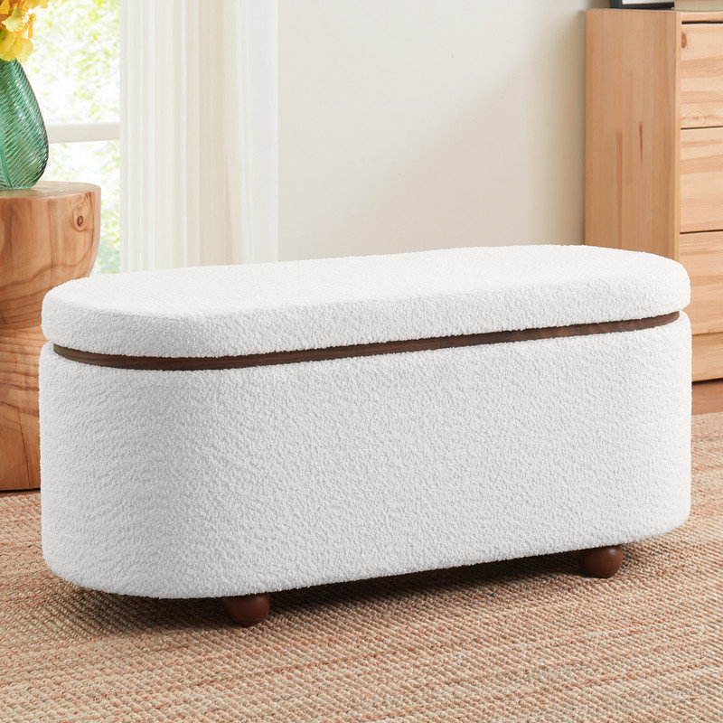 Banc de rangement en chenille Lockbourne, Blanc