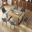 Ensemble de table et de chaises, chaises d'appoint rembourrées de style médiéval moderne, 6 chaises de salle à manger gris foncé et une table de salle à manger rectangulaire en bois aggloméré rustique de style industriel.-1967227098