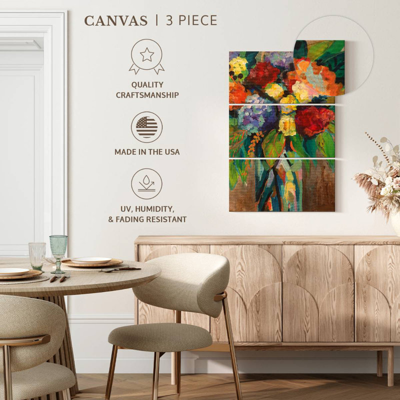 Bouquet de fleurs colorées, H 50 po x l 32 po