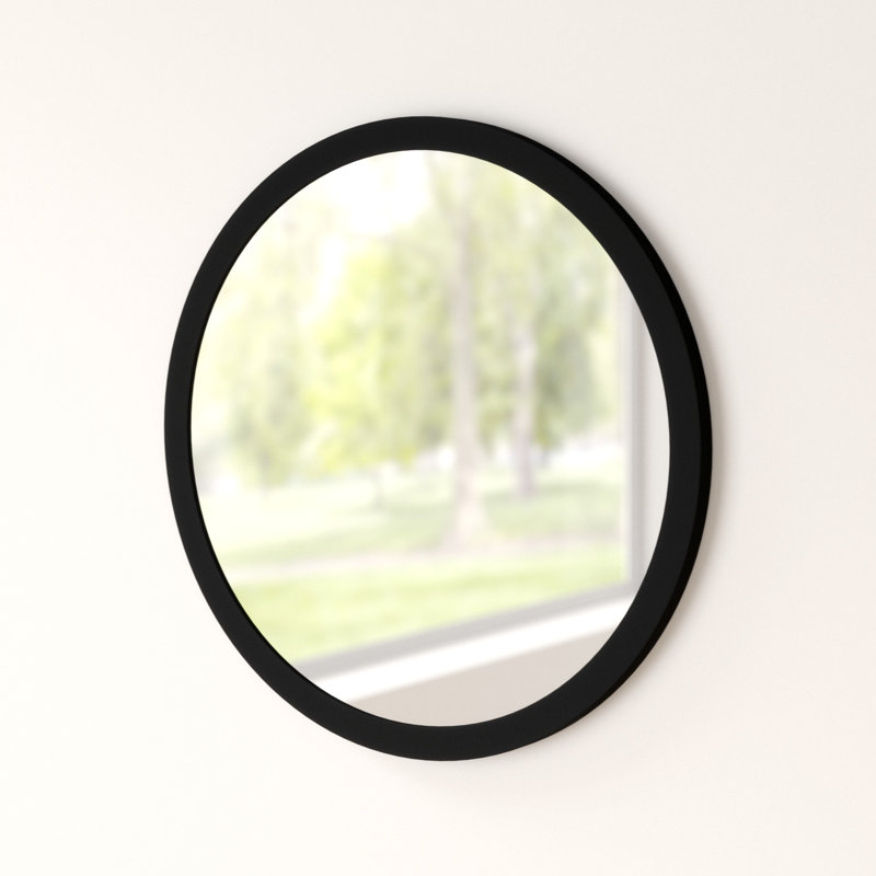 Tabatha Wood Flat Wall Mirror, 40cm H x 40cm W, Black