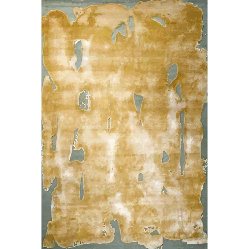 Tapis abstrait en polyester tissé à la machine Edrees, Rectangle 4 pi 11 po x 7 pi 7 po