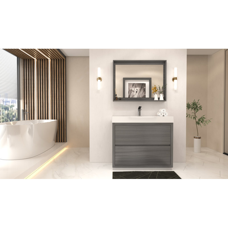 Ensemble de meuble-lavabo simple 40 po Royka, Vulcain gris cendré