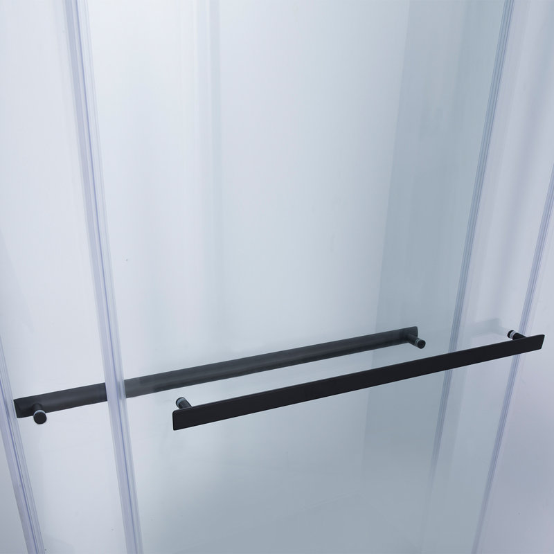 Porte de baignoire coulissante double sans cadre Spezia l 56 po x H 58 po Spezia, Noir mat