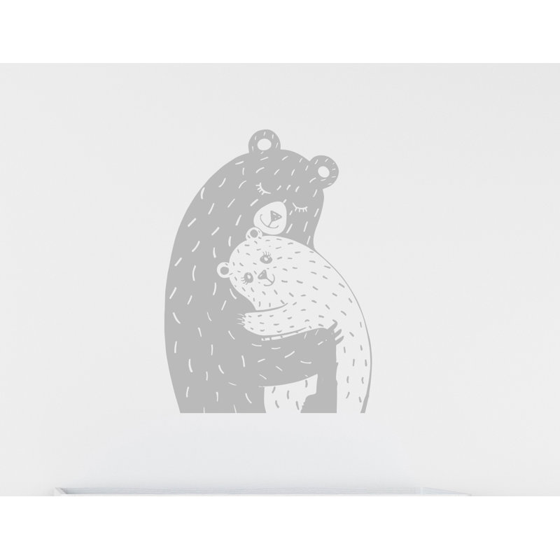 Adhésif décoratif famille d'ours, H 52 po x l 38 po, Argent