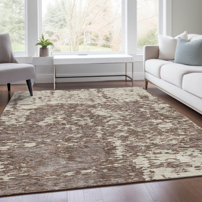 Premium Machine Washable Prisco Brown Rug, Rectangle 8' x 10'
