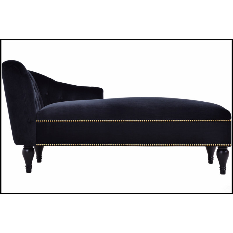 Luxueuse chaise longue en velours avec capitonnage à boutons et garniture cloutée, parfaite pour les sièges élégants et confortables