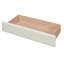 Lit plateforme tapissier double avec un grand tiroir dans le pied de lit et un tiroir de chaque côté, beige