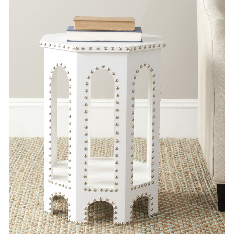 Zane End Table, White Croc
