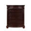 Meuble en bois massif de 1 chambre à coucher avec dessus en marbre et cinq tiroirs avec moulures complexes et silhouette courbée brune