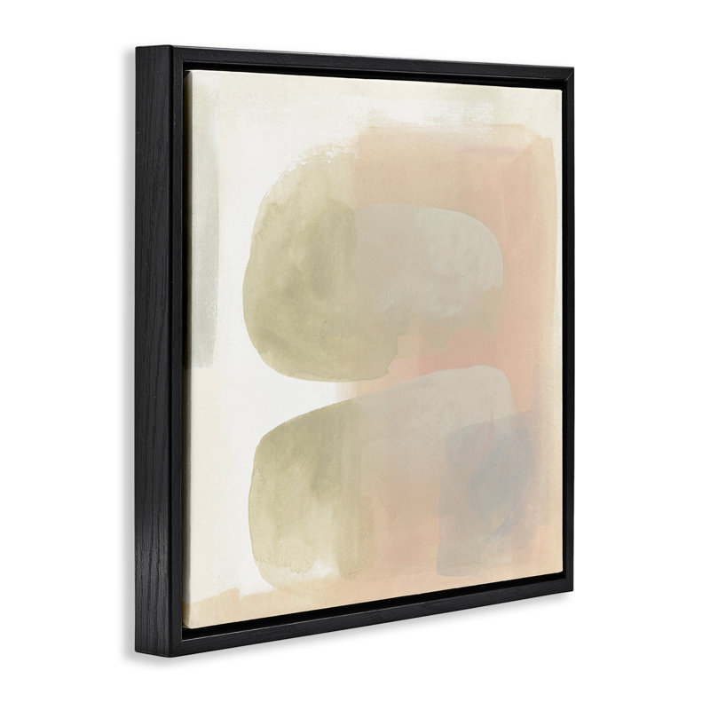 «Centric Neutral Shapes», art mural encadré flottant par June Erica Vess, Cadre flottant noir de jais, H 25 po x l 25 po