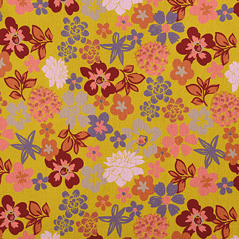 Floral Reversible Throw Pillow, 18" x 18", Mustard