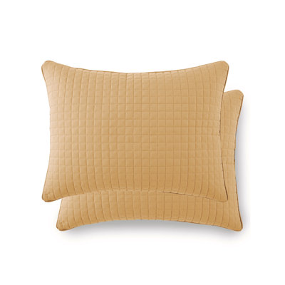 Southshore Fine Linens Vilano Quilted Sham Covers, Double-Brushed Microfiber Square-Stitched Pillow Shams with Piped Edges, Set of 2, 20" x 26", Gold