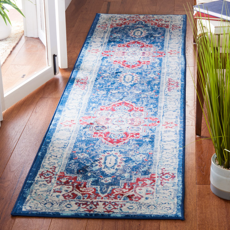 Aurich 851 Area Rug In Navy / Red, Runner 2' x 8'