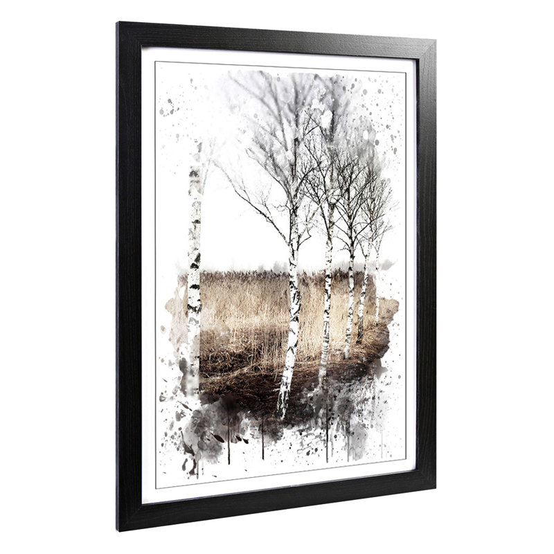 Birch Tree Landscape - Wall Art, 62cm H x 45cm W, Framed Picture