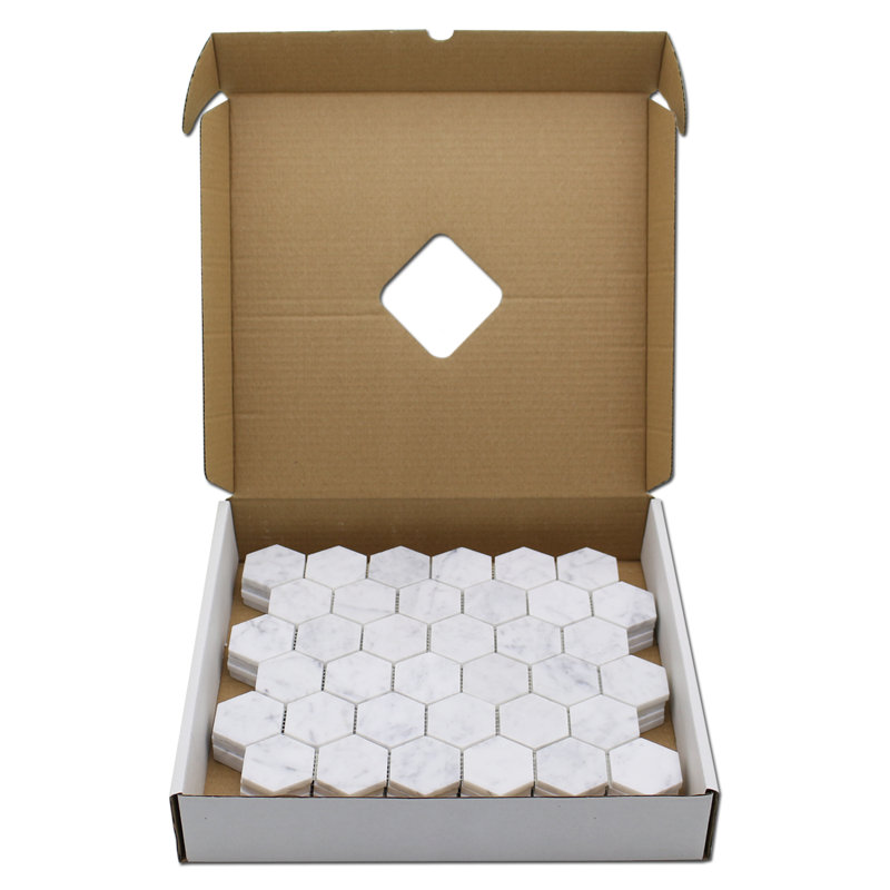 2" x 2" Marble Honeycomb Mosaic Wall & Floor Tile, Bianco Carrara