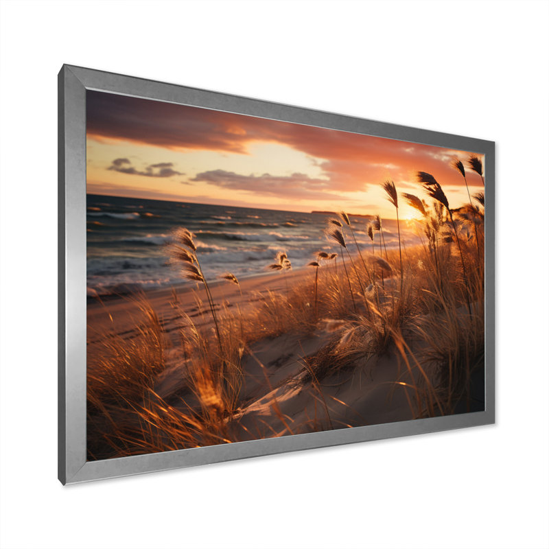 Golden Sands A Mesmerizing XIV - Landscapes Wall Art Prints, Cadre photo argenté, H 24 po x l 32 po x P 1 po