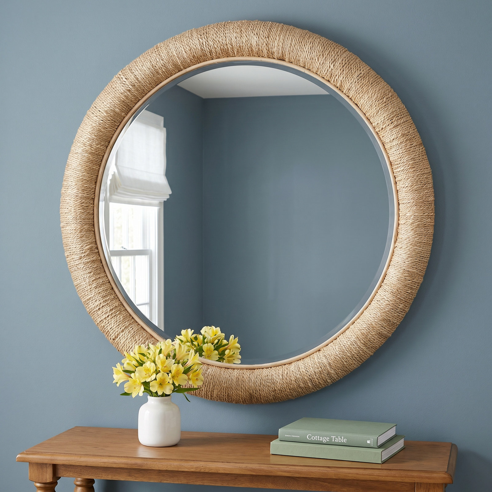 Mellonia Rattan Round Wall Mirror, Natural