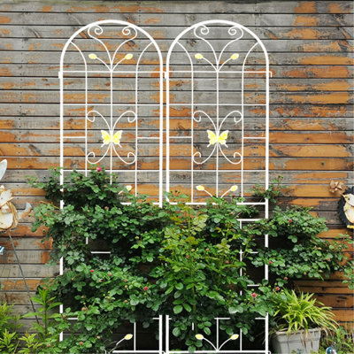 Ensemble de 2 treillis de jardin en métal 86,7 po x 19,7 po antirouille pour plantes grimpantes