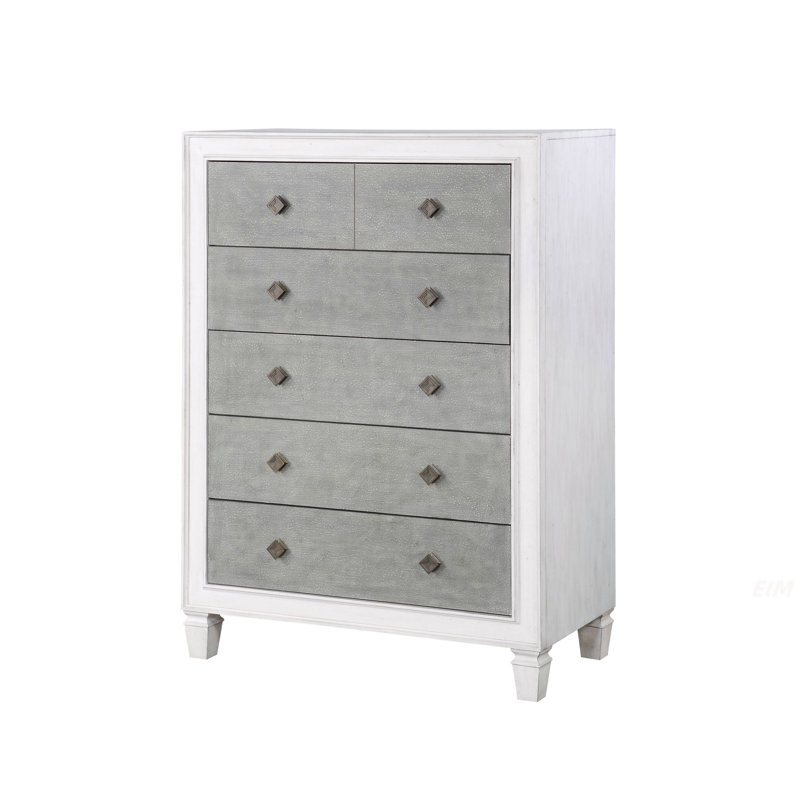 Commode Katia gris rustique et blanc vieilli