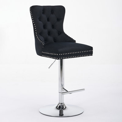 Thick Chrome Swivel Velvet Barstools