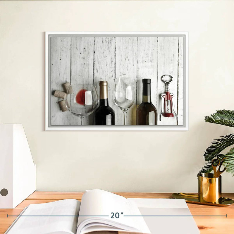 Dégustation de vin, Cadre flottant blanc, 13 po x 9 po